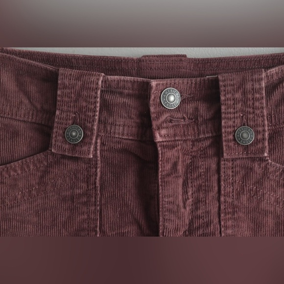 AMERICAN EAGLE WOMEN'S SUPER HIGH RISE A LINE CORDUROY MINISKIRT SZ 0 Y2K BROWN - Picture 7 of 12